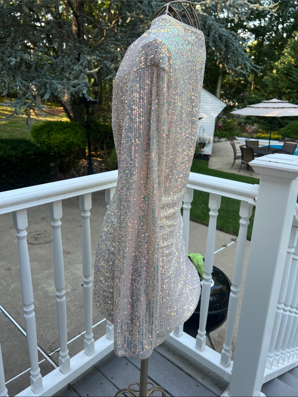 Fashion Nova Iridescent Sequin Mini Dress - Pink Champagne - Picture 8 of 9